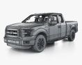 Ford F-150 Super Cab XL 带内饰 和发动机 2017 3D模型 wire render