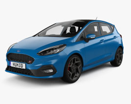 Ford Fiesta 5-door ST with HQ interior and engine 2022 3D model