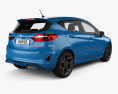 Ford Fiesta 5-door ST with HQ interior and engine 2022 3d model back view