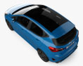Ford Fiesta 5门 ST 带内饰 和发动机 2022 3D模型 顶视图