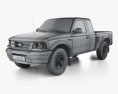 Ford Ranger Extended Cab 1997 3D 모델  wire render