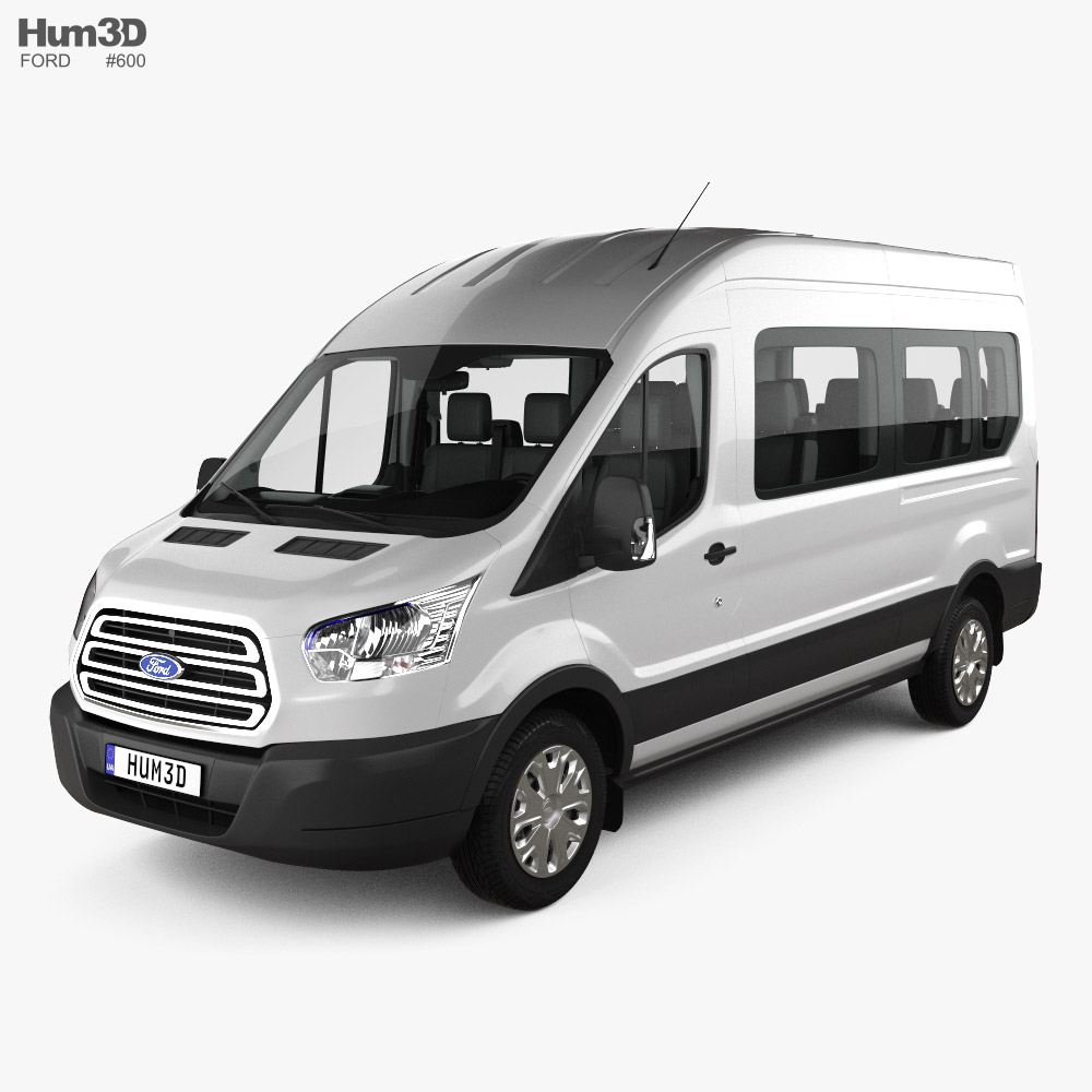Ford Transit Passenger Van L2H3 with HQ interior 2012 3D模型