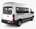 Ford Transit Passenger Van L2H3 with HQ interior 2015 3Dモデル 後ろ姿