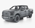 Ford F-150 Super Crew Cab XLT インテリアと 2017 3Dモデル wire render