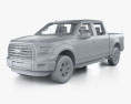 Ford F-150 Super Crew Cab XLT 인테리어 가 있는 2017 3D 모델  clay render