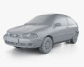 Ford Festiva Trio 3门 掀背车 2000 3D模型 clay render
