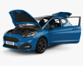 Ford Fiesta трехдверный ST с детальным интерьером и двигателем 2022 3D модель