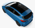 Ford Fiesta трьохдверний ST з детальним інтер'єром та двигуном 2022 3D модель top view