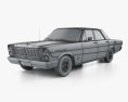 Ford Galaxie 500 4ドア セダン 1968 3Dモデル wire render