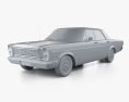 Ford Galaxie 500 4-Türer sedan 1968 3D-Modell clay render