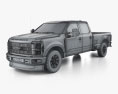 Ford F-250 Super Duty Crew Cab Long ベッド XLT 2024 3Dモデル wire render