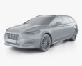 Ford Mondeo turnier Hybrid 2022 3Dモデル clay render