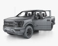 Ford F-150 Super Crew Cab 5.5 ft ベッド Platinum インテリアと 2022 3Dモデル wire render