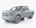 Ford F-150 Super Crew Cab 5.5 ft Кровать Platinum с детальным интерьером 2022 3D модель clay render