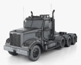 Freightliner 122SD SF Day Cab Camião Tractor 4-eixos 2018 Modelo 3d wire render