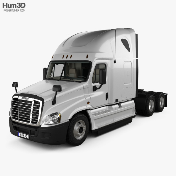 Freightliner Cascadia Sleeper Cab Tractor Truck with HQ interior 2016 3D model