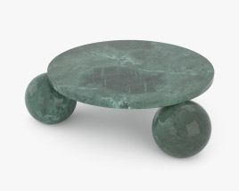 Amara Round Green Marble 커피 테이블 with 3-sphere base 3D 모델 