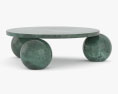 Amara Round Green Marble 咖啡桌 with 3-sphere base 3D模型