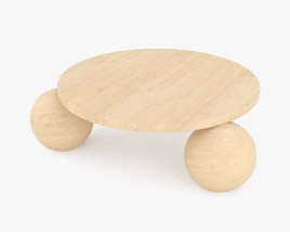 Amara Round Travertine Кофейный столик with 3-sphere base 3D модель
