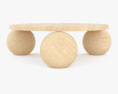 Amara Round Travertine Coffee table with 3-sphere base 3d model