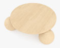 Amara Round Travertine Coffee table with 3-sphere base 3d model
