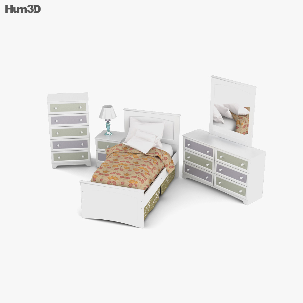 Ashley Sandhill Set da camera da letto a pannello Modello 3D