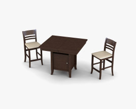 Ashley Lynx Extension Pub Table & Bar stool 3D model