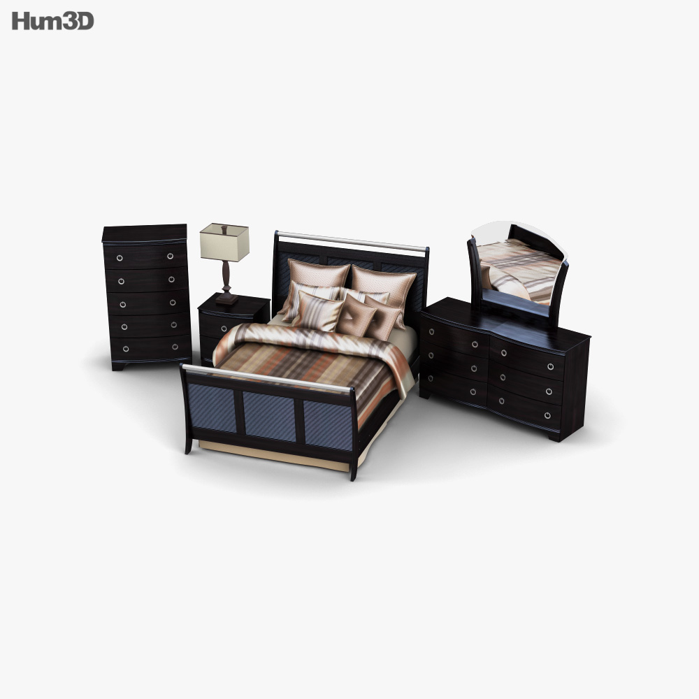 Ashley Pinella Sleigh Bedroom set 3d model