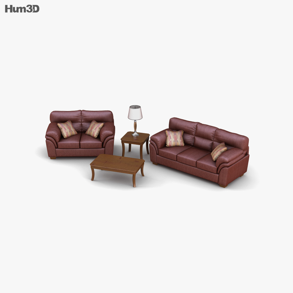 Ashley Hudson - Chianti sofa & loveseat Living Room Set 3D model