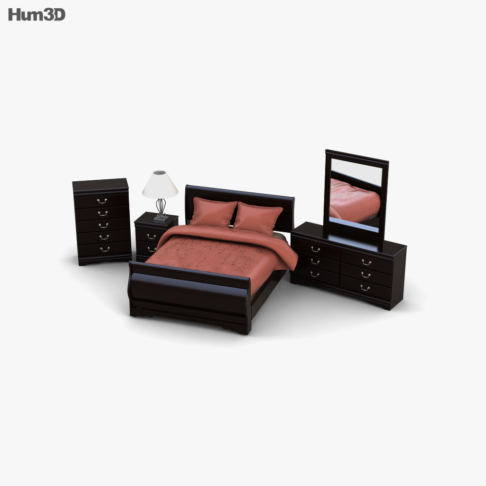 Ashley Huey Vineyard Sleigh Bedroom set 3D 모델 
