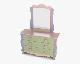 Ashley Doll House Sleigh Dresser & mirror 3D model