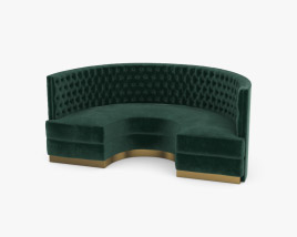 Brabbu Bourbon Round Velvet Green Button Tufted Sofa with Matte Brass Base Modèle 3D