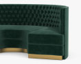 Brabbu Bourbon Round Velvet Green Button Tufted Sofa with Matte Brass Base 3D 모델 
