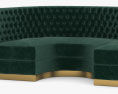 Brabbu Bourbon Round Velvet Green Button Tufted Sofa with Matte Brass Base 3d model