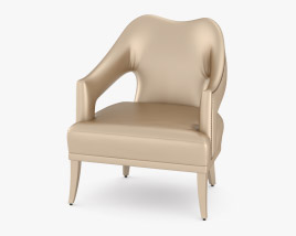 Brabbu N20 Обеденный стул in Faux Leather With Aged Brass Nails 3D модель