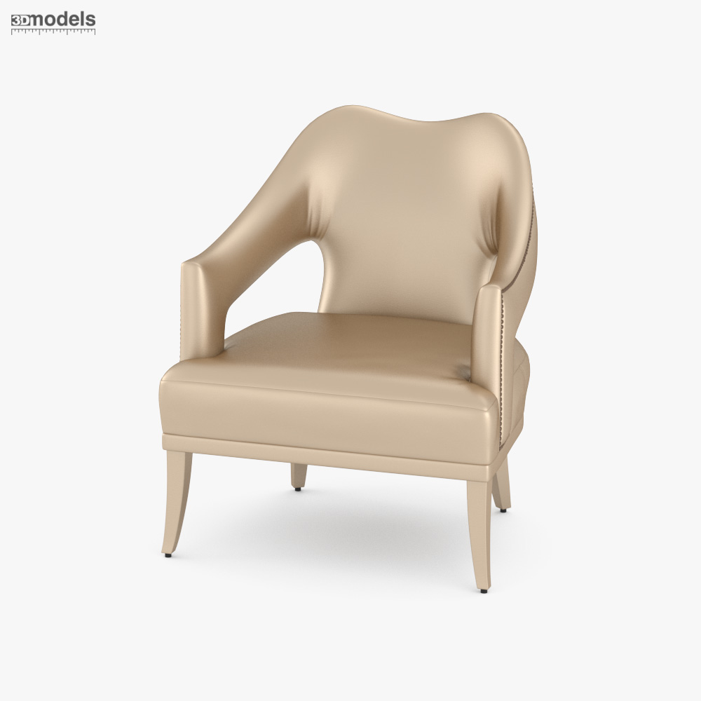 Brabbu N20 Silla de Comedor in Faux Leather With Aged Brass Nails Modelo 3D