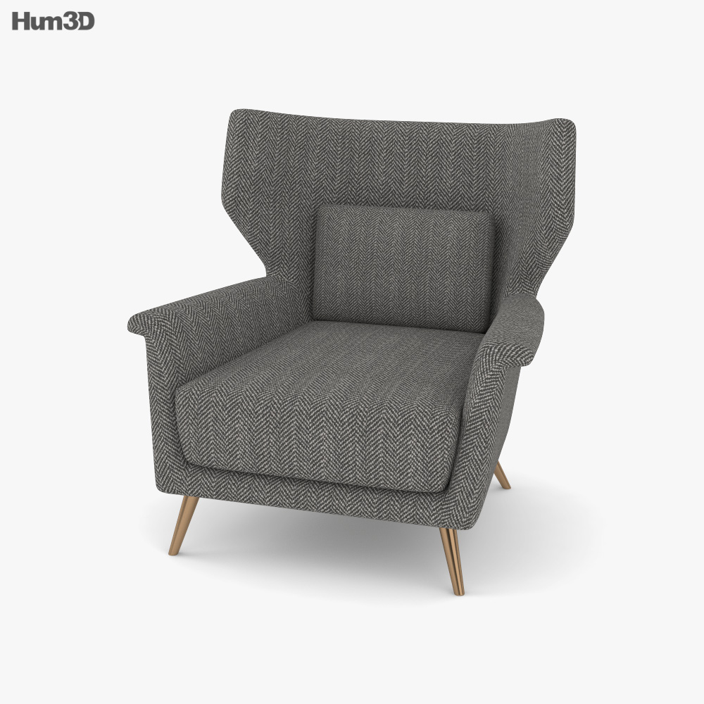 Caracole The Elemental Wingback Armchair 3D model
