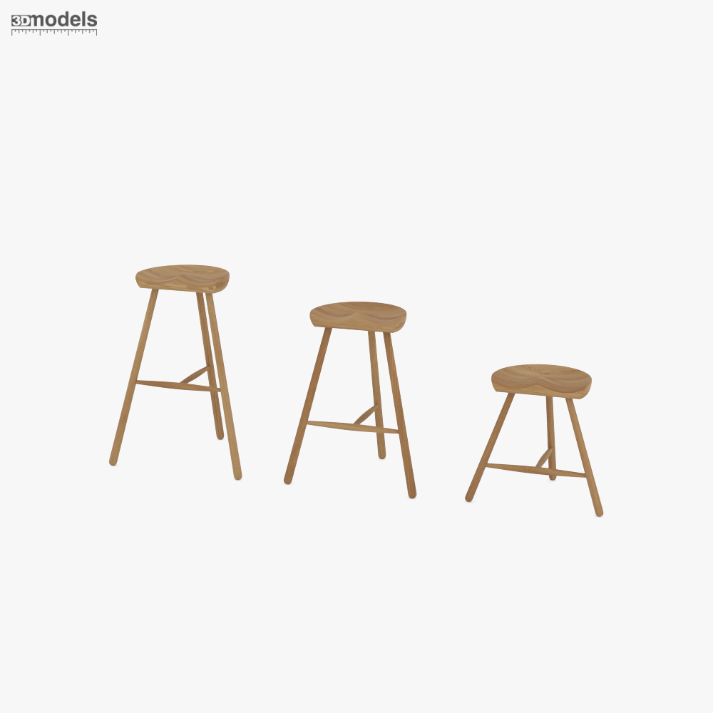 Form And Refine Shoemaker Chair Number 78 Smoked Oak 3D model