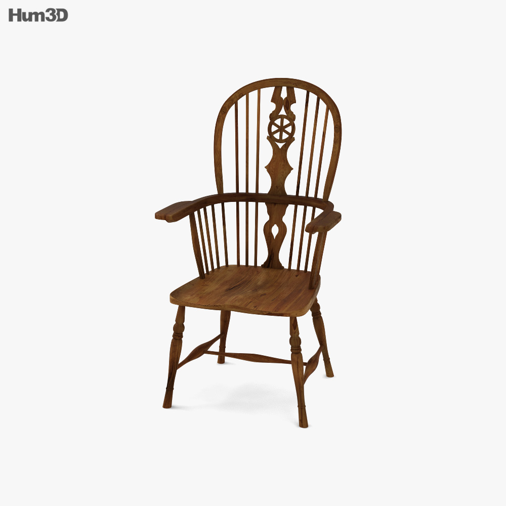 Antique Wooden Windsor 肘掛け椅子 3Dモデル