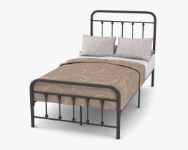 Вікторіанське старовинне металеве ліжко 3D модель
