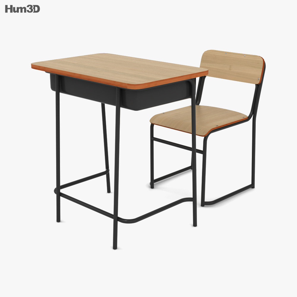 Japanese School desk 3D model