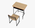Japanese School desk 3d model