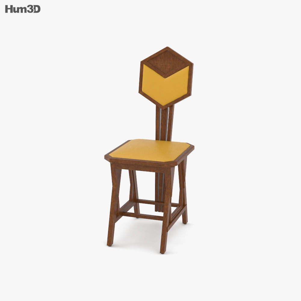 Frank Lloyd Wright Hexagon Back Cadeira Modelo 3d
