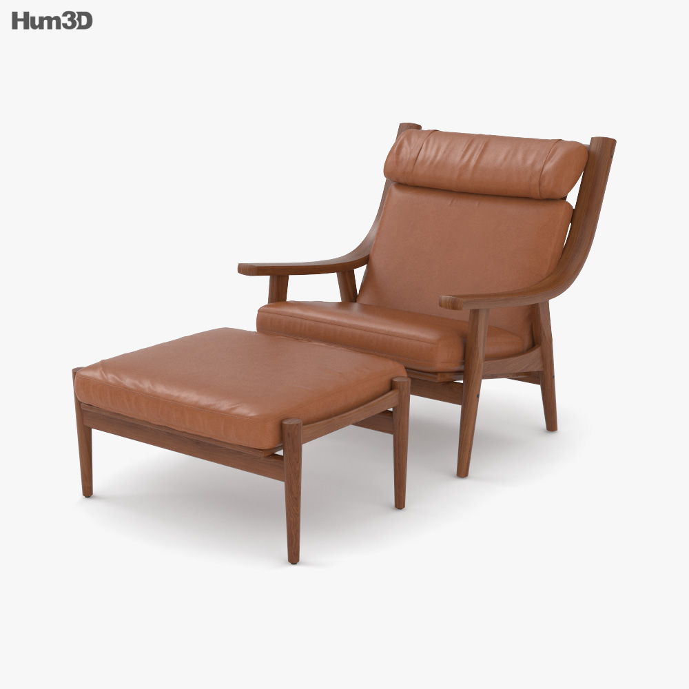 Hans Wegner GE 530 Lounge chair & Ottoman 3D model