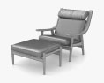 Hans Wegner GE 530 Lounge chair & Пуфик 3D модель