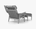 Hans Wegner GE 530 Lounge chair & Пуф 3D модель
