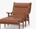 Hans Wegner GE 530 Cadeira de Lounge & Ottoman Modelo 3d