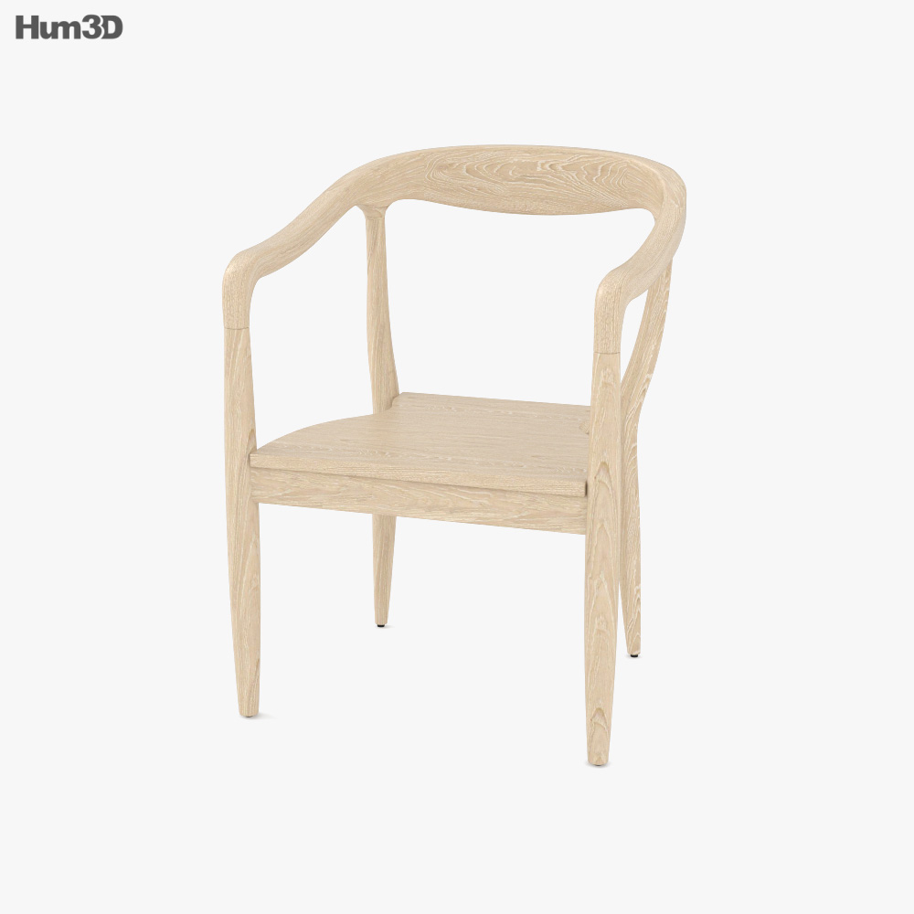 木质弧形扶手椅 3D模型