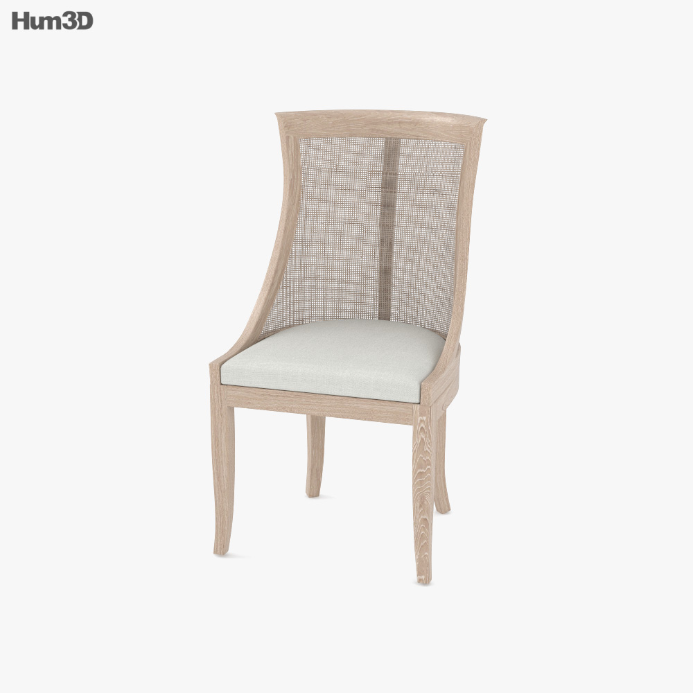 Wood Rattan armchair 3D model