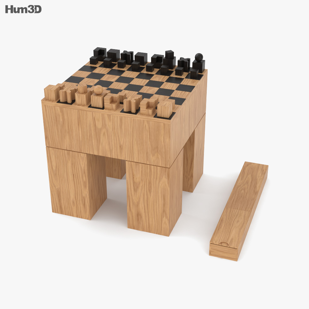 Josef Hartwig Bauhaus chess set Modèle 3D